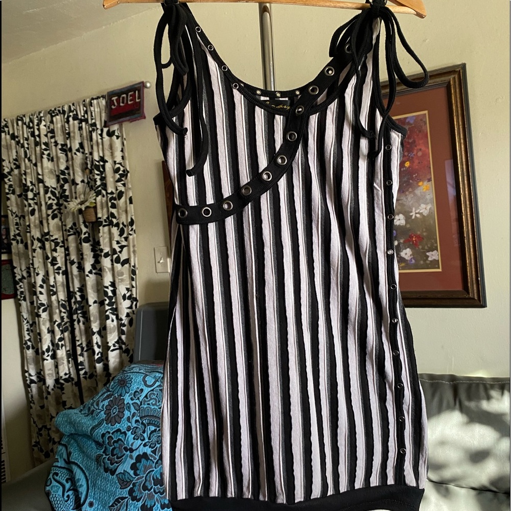 Steam Punk Tank Striped Tunic Body Con Size Large